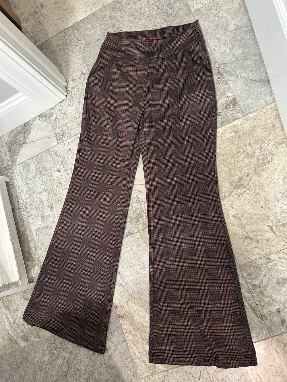 KiraGrace Women’s Brown Plaid Pants